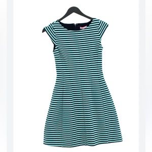 Lilly Pulitzer - Turquoise & Navy Striped Cap Sleeve Fit & Flare Dress